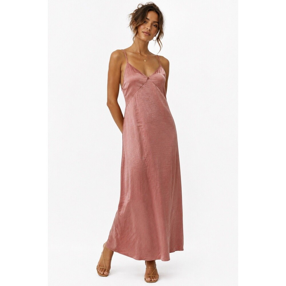 Urban Renewal by Urban Outfitters Coral Pink Satin Slip Midi Dress L Vintage